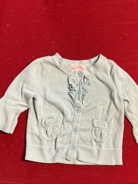 Janie and Jack baby blue ruffled cardigan 3 to 6 mo.